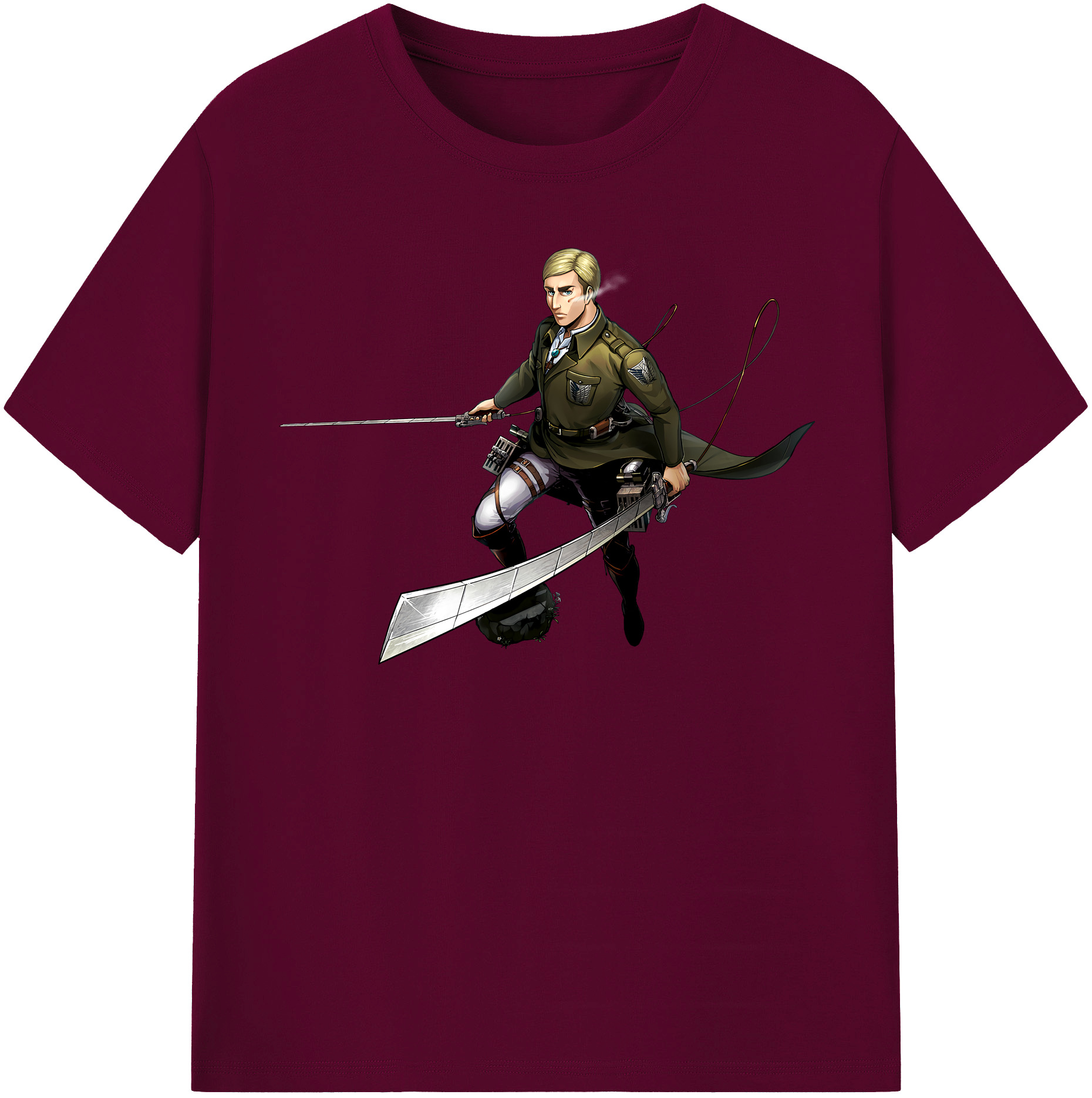 （画像用） 進撃の巨人 エルヴィン・スミス Attack on Titan Erwin Smith レディースカジュアルプリントTシャツ（綿100％）
